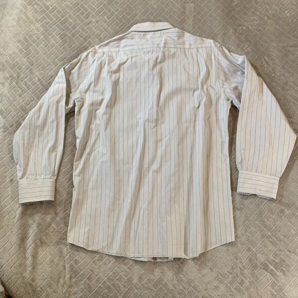 Tommy Hilfiger Mens Large Dress Shirt Regular Fit White Striped Long Sleeve - Picture 11 of 16